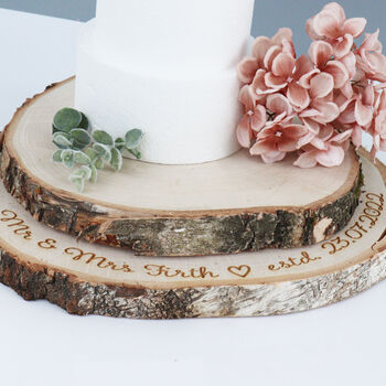 Personalised Natural Birch Log Cake Stand, 3 of 9