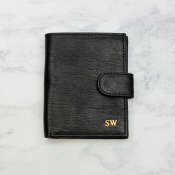 Personalised Leather Card Wallet With Zip Pocket, 3 of 7