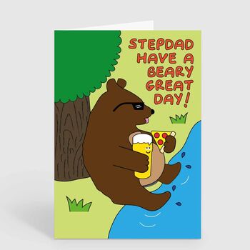 Stepdad Card Chill Bear Beer Father's Day Birthday Card, 2 of 2