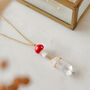 Red Mushroom And Raw Quartz Pendant Necklace, thumbnail 2 of 6