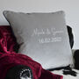 Personalised Wedding Silver Embroidery Velvet Cushion, thumbnail 1 of 6