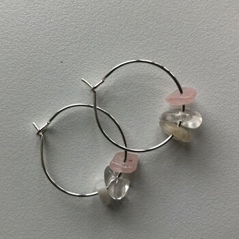 Healing Crystal Silver Plated Hoop Earrings, 8 of 12