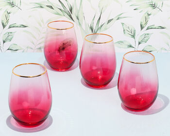 G Decor Set Of Four Monroe Ribbed Ombre Tumbler Glasses, 3 of 5