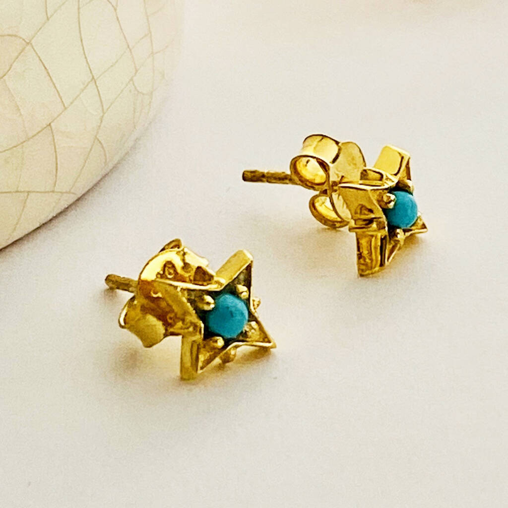 Turquoise Star Stud Earrings By Eve&Fox