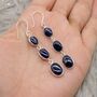 Blue Sapphire Drop Silver Earrings, thumbnail 1 of 8