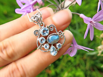 Labradorite And Blue Topaz Delilah Pendant, 8 of 11