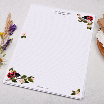 A4 Personalised Letter Writing Paper With Ladybird, 3 of 5