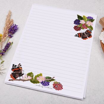 A5 Letter Writing Paper With Butterfly And Blackberries, 3 of 4