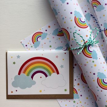 Rainbow Gift Wrapping Paper Or Gift Wrap Set With Card, 3 of 11