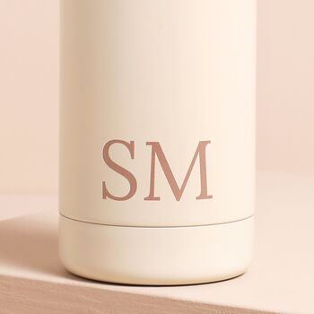 Personalised Cream Metal Water Bottle With Bamboo Top, 2 of 3