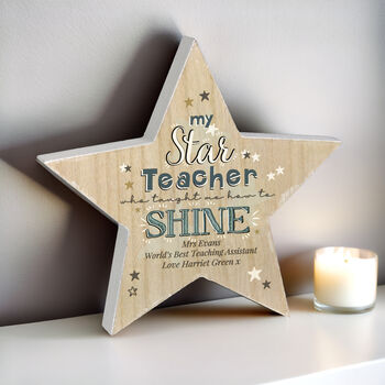 My Star Teacher Wooden Star Personalised, 2 of 5