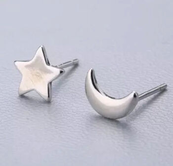 Sterling Silver Moon And Star Studs And Gift Box, 2 of 5