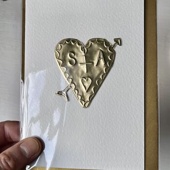 Handmade Personalised Gold Foil Engagement Heart Card, 4 of 11