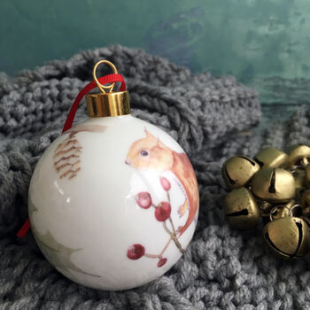 Red Squirrel Bone China Christmas Bauble, 4 of 11