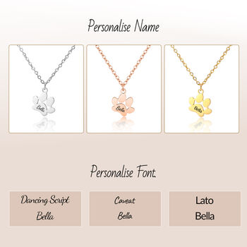 Dog Memorial Necklace Paw Print Pendant Design In Gold And Silver, 2 of 7