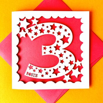 Personalised Stars Age Three Birthday Card, 2 of 4