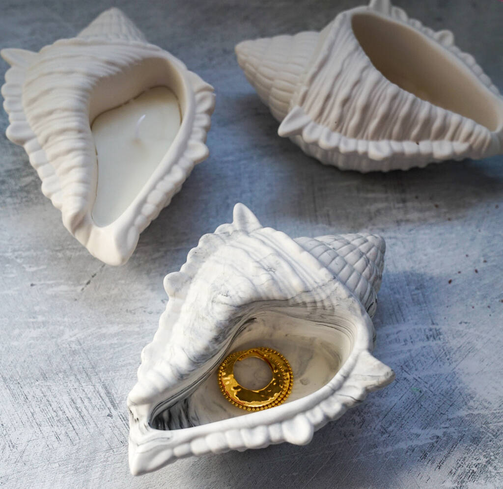 Shell Hand Made Trinket Dish With Candle Or Without, 1 of 6