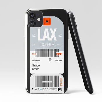 Personalised Los Angeles Ticket Design Clear Phone Case, 3 of 5