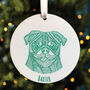 Personalised Pug Christmas Tree Decoration, thumbnail 1 of 4