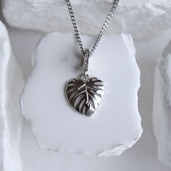 Monstera Leaf Charm Necklace Gift 925, 5 of 7