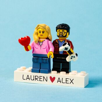 Valentine’s Lego® Brick Minifig Couple Gift: Personalised Custom Figures, 2 of 12