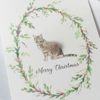Cat And Wreath Christmas Card, 4 of 5