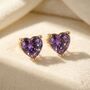 Amethyst Heart February Birthstone Stud Earrings, thumbnail 1 of 3