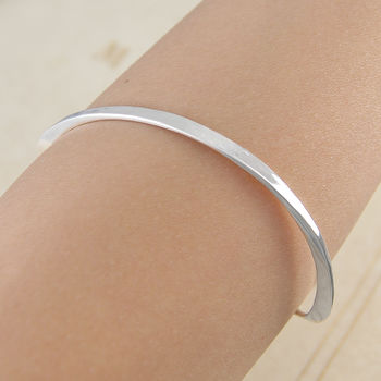 Sterling Silver Round Hammered Stacking Bangle, 3 of 5