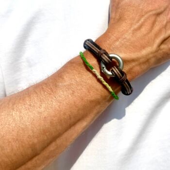 Antique Brown And Vintage Grey Leather Urn Bracelet For Ashes, 2 of 12