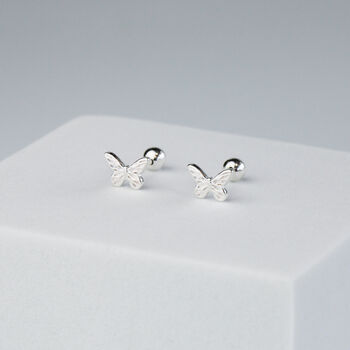 Sterling Silver Butterfly Screw Back Stud Earrings, 3 of 5