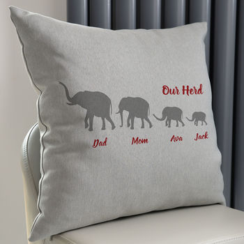 Personalised Herd Of Elephants Family Cushion, 3 of 7