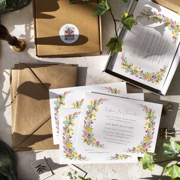 Spring Flowers Flat Evening Wedding Invitations, 3 of 7