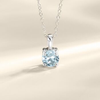 Sky Blue Topaz Solitaire Pendant Necklace In Sterling Silver And Gold, 5 of 10