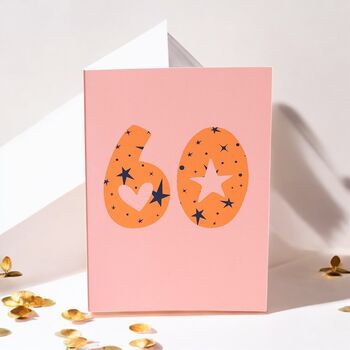 60th Birthday Card Pink And Orange Fun Design, 2 of 2