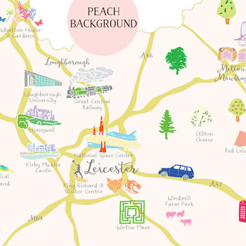 Map Of Leicestershire Art Print, 3 of 5