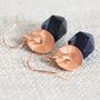 Brushed Copper Disc And Gemstone Earrings, thumbnail 3 of 9