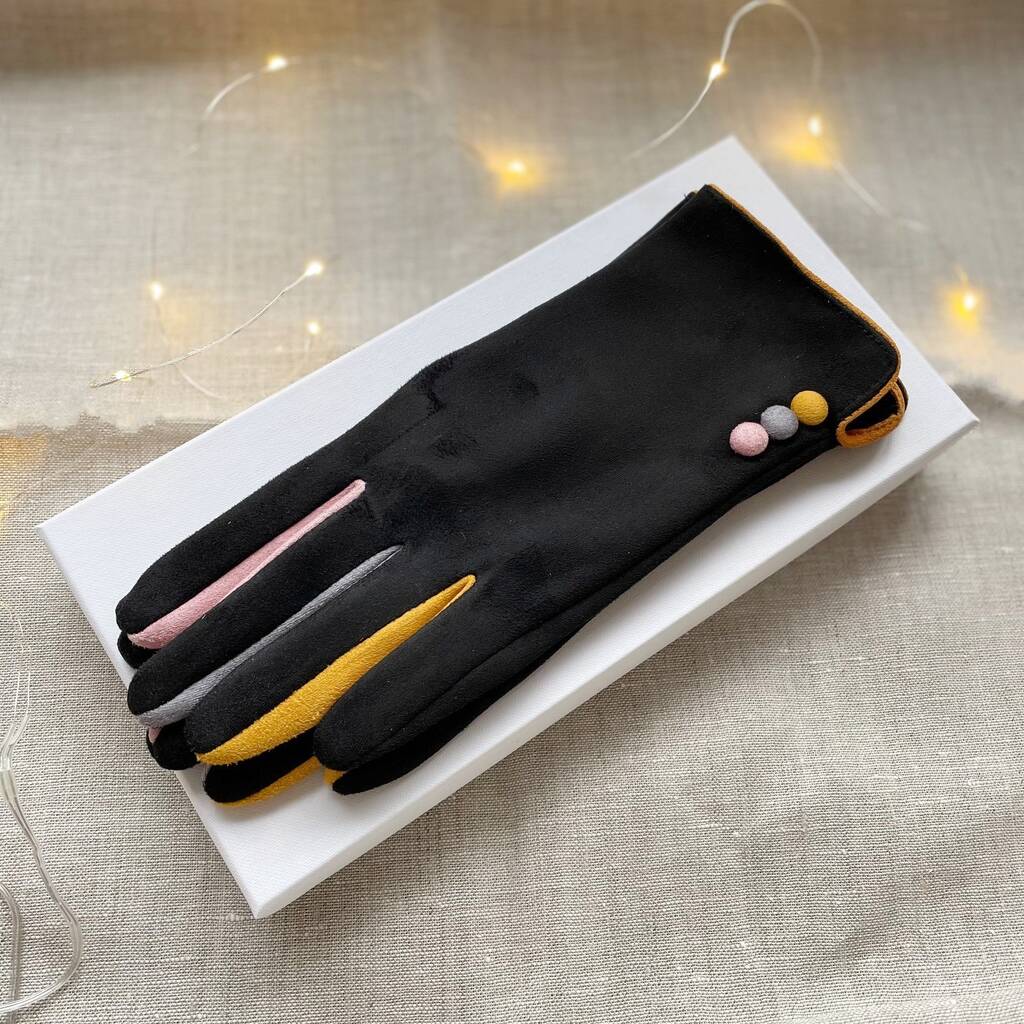 Soft Black Fabric Colourful Gloves With Touchscreen Finger, 1 of 11