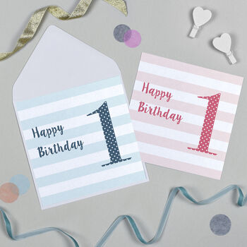 Candy Stripe 1st Birthday Card, 2 of 7