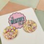 Circle Glitter Resin Earrings / Butter Yellow Earrings / Statement Studs / Modern Statement Fashion Earrings, thumbnail 8 of 9
