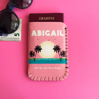 Personalised Passport Holder Sunset And Palm Trees, 2 of 3