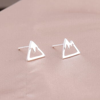 'Friendship' Sterling Silver Mountain Shape Earrings, 3 of 5