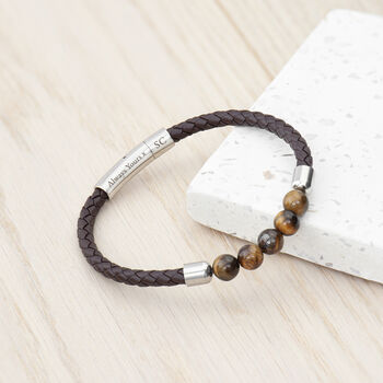 Personalised Men's Woven Tiger's Eye Bracelet, 6 of 7