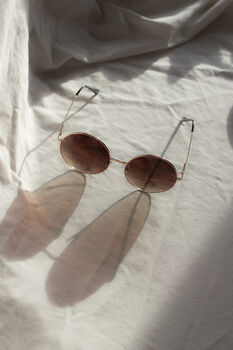 Brown Oversized Round Circle Wire Frame Sunglasses, 5 of 5