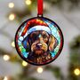 Dachshund Wirehaired In Santa Hat Suncatcher Decoration, thumbnail 6 of 6