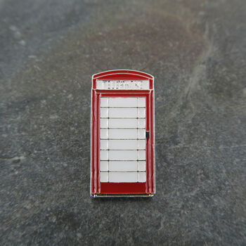 British Red Telephone Box Lapel Pin Brooch, 2 of 2