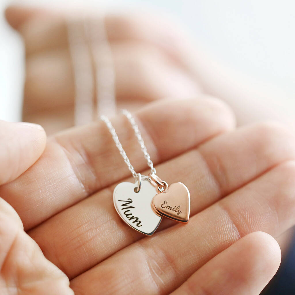 Personalised Double Heart Charm Necklace, 1 of 12