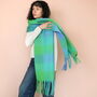 Green And Blue Check Winter Scarf, thumbnail 4 of 4
