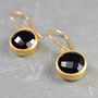 Gem Drop Earrings Black Onyx And Gold, thumbnail 1 of 3