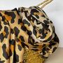 Leopard Print Black Border Scarf In Black And Brown, thumbnail 2 of 4