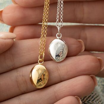 Sterling Silver Celestial Locket Necklace, 3 of 6